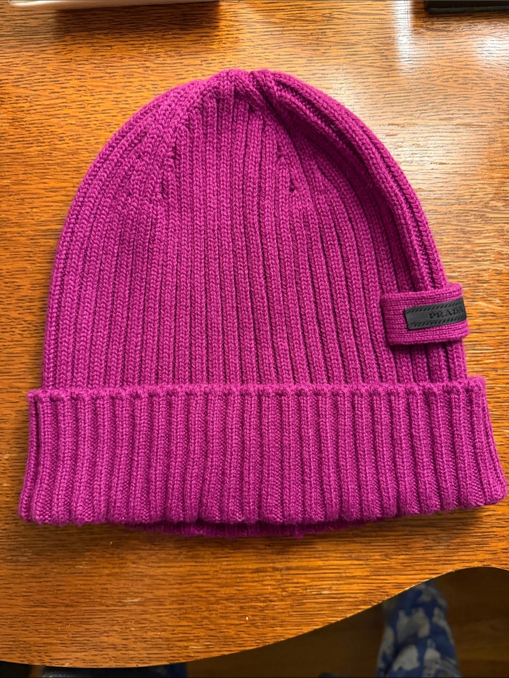 NWOT Prada Purple Ribbed Knit Cashmere Beanie Size Medium